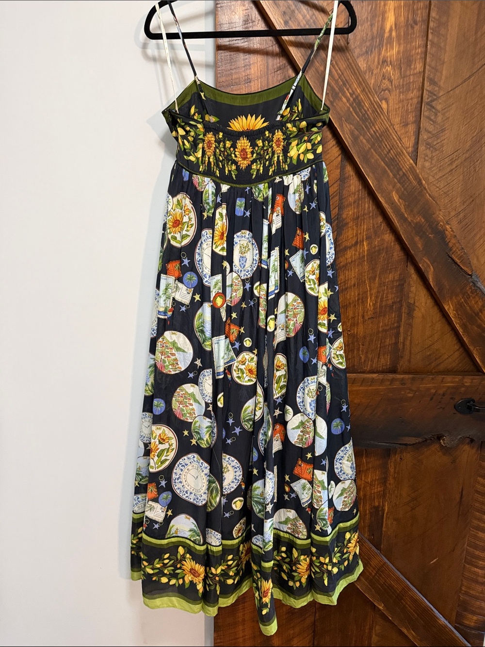FARM Rio Black Maxi Dress with Green Border and Sunflower Motif - Picture 5 of 5
